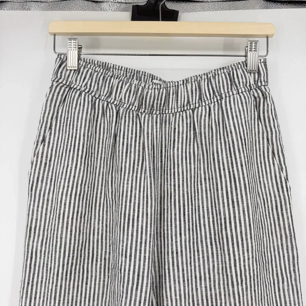 Reformation | Ava Linen Pants in Black White Stripe S